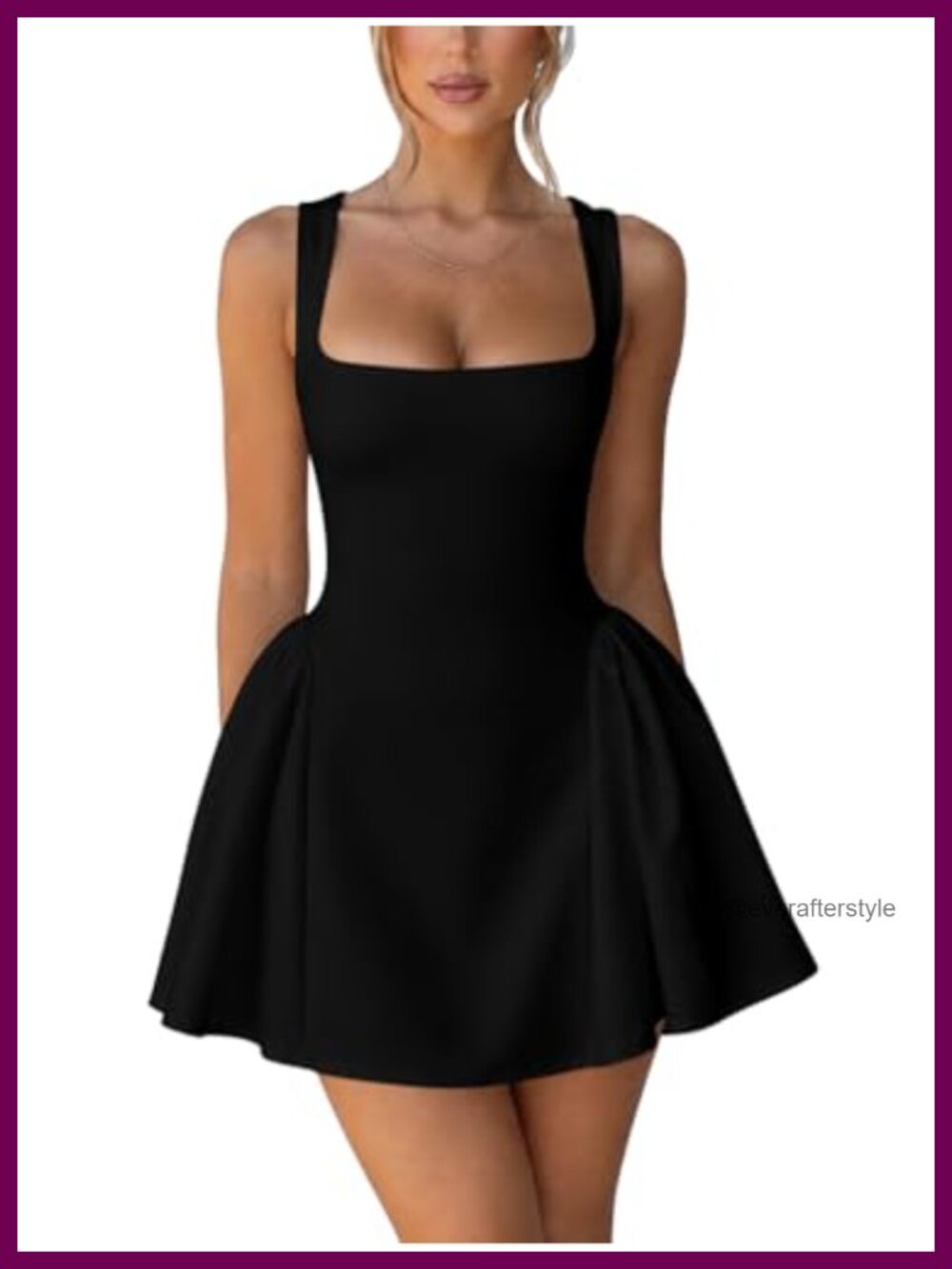 Womens Square Neck Tank Corset Ruffle A Line Mini Dress Sleeveless Flowy Party